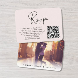 Tarjeta De Recepción Foto moderna Código QR Boda RSVP Rosa