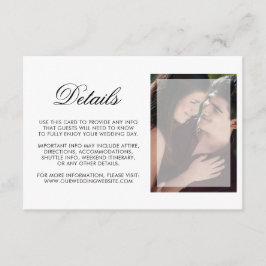 Tarjeta De Recepción Foto moderna con detalles del Boda de guión de Mod