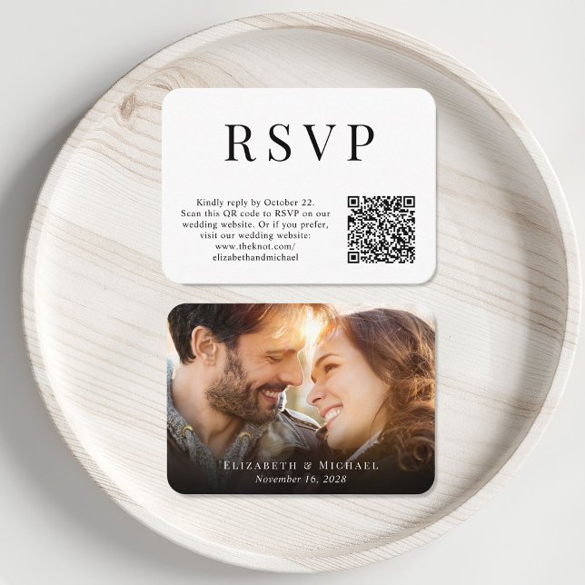 Tarjeta De Recepción Foto moderna de la boda de código QR RSVP (Subido por el creador)