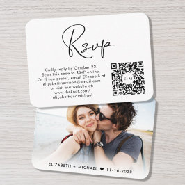 Tarjeta De Recepción Foto moderna de la boda de código QR RSVP