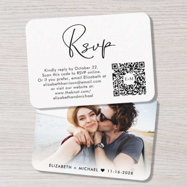 Tarjeta De Recepción Foto moderna de la boda de código QR RSVP (Subido por el creador)
