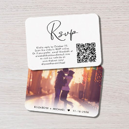 Tarjeta De Recepción Foto moderna de la boda de código QR RSVP