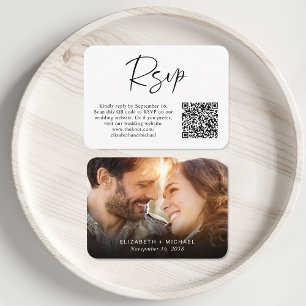 Tarjeta De Recepción Foto moderna de la boda de código QR RSVP