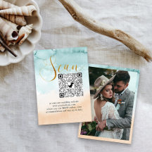 Foto Online RSVP QR Code Beach Wedding