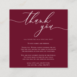 Tarjeta De Recepción Foto personalizada agradecimiento mini borgoña