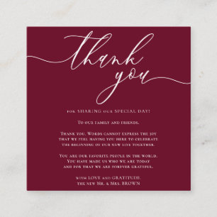 Tarjeta De Recepción Foto personalizada agradecimiento mini borgoña