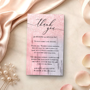 Tarjeta De Recepción Foto personalizada madera Glitz brillo rosa Gracia