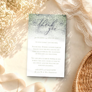 Tarjeta De Recepción Foto personalizada polvo brillo verde gracias