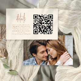 Tarjeta De Recepción Foto Script Terracotta Cream QR Boda Detalles