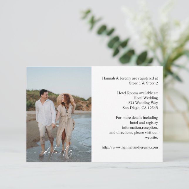 Tarjeta De Recepción Foto y caligrafía 3 Mod Vertical MED (Anverso de pie)