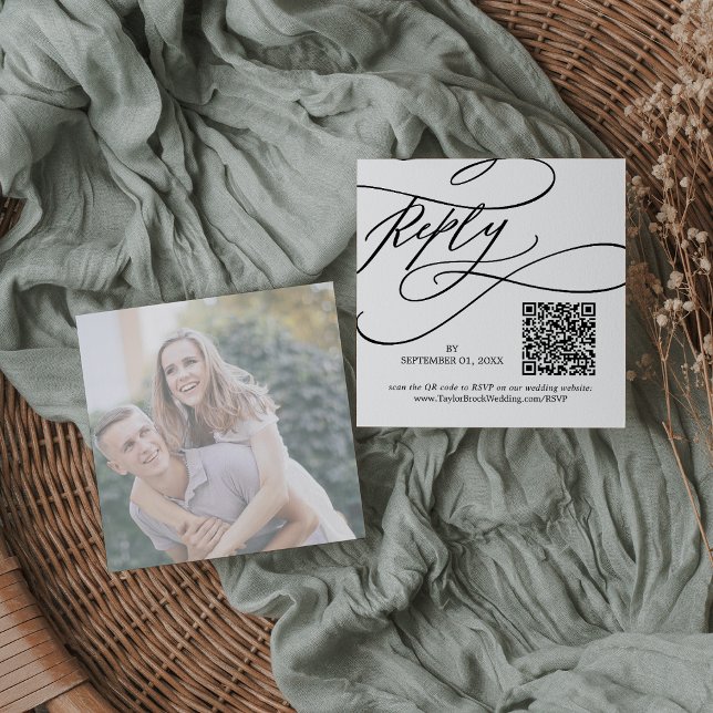 Tarjeta De Recepción Fotografía Romántica Fotografía QR Boda Código RSV (Subido por el creador)