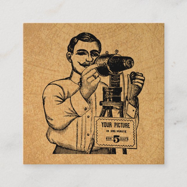 Tarjeta De Recepción Fotógrafo antiguo con cámara (Anverso)