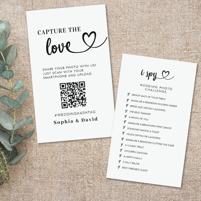 Tarjeta De Recepción Fotos Bodas modernas capturan el código QR del amo (Subido por el creador)