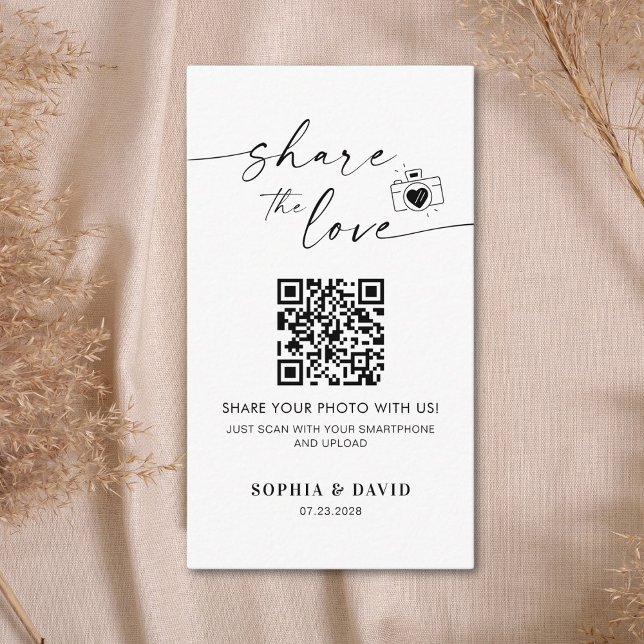 Tarjeta De Recepción Fotos Bodas modernas comparten el código QR de amo (Subido por el creador)