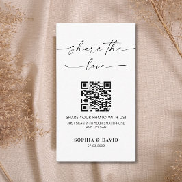 Tarjeta De Recepción Fotos de Boda Modernas Comparten el Amor Código QR