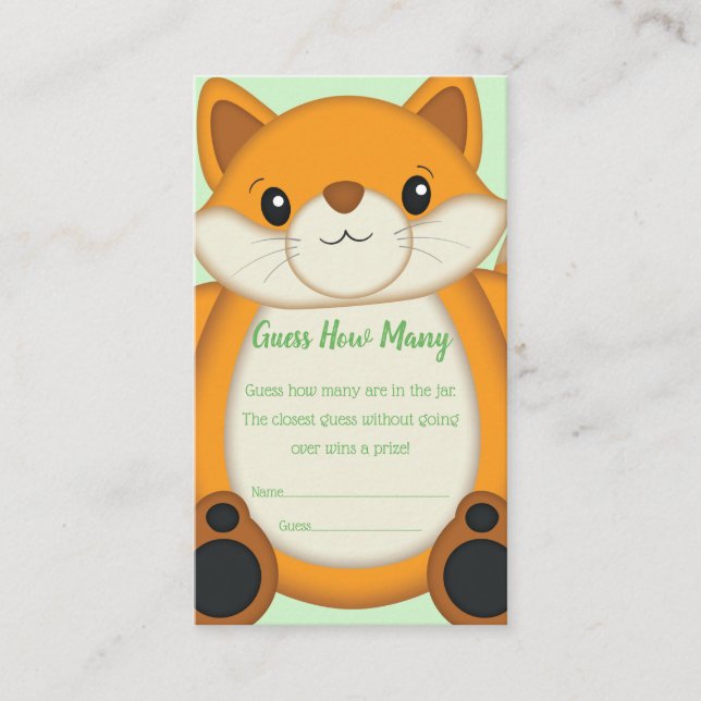 Tarjeta De Recepción Fox Baby Shower Woodland Animal (Anverso)