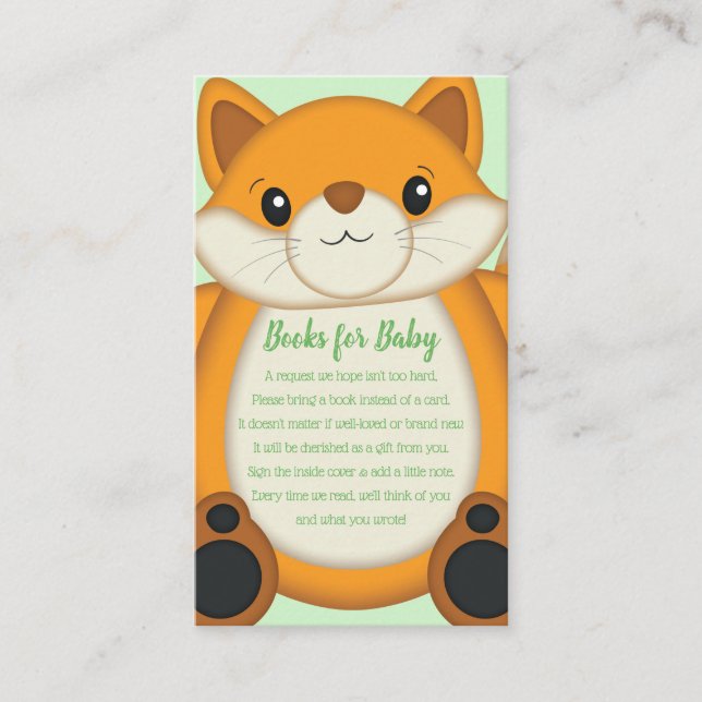 Tarjeta De Recepción Fox Baby Shower Woodland Animal (Anverso)
