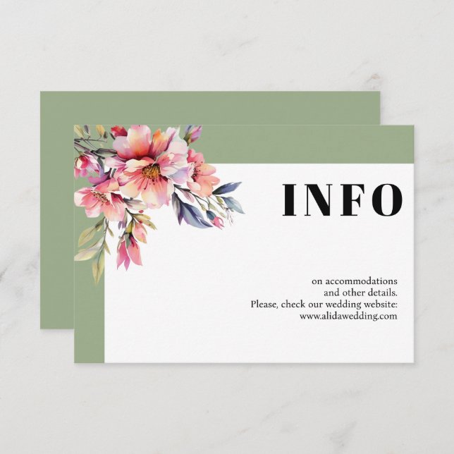 Tarjeta De Recepción Frame with rhododendron branch and flowers wedding (Anverso / Reverso)