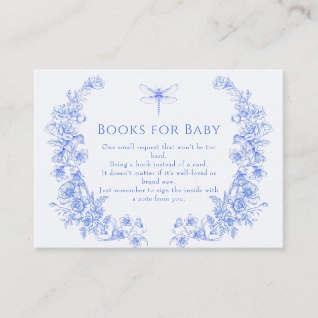 Tarjeta De Recepción Francés Algo Azul Dragonfly Libros para bebé (Anverso)