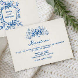 Tarjeta De Recepción French Blue Whimsical Wedding Reception 