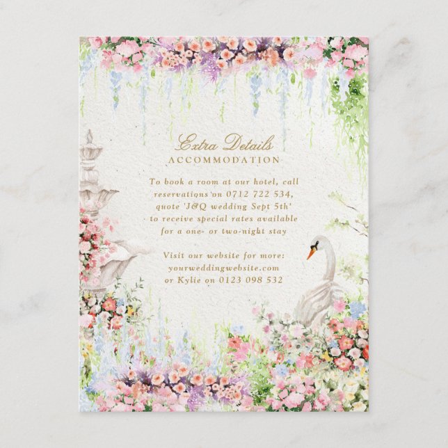 Tarjeta De Recepción French Garden Wedding Accommodation Enclosure Card (Anverso)