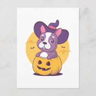 Tarjeta De Recepción Frenchie Halloween