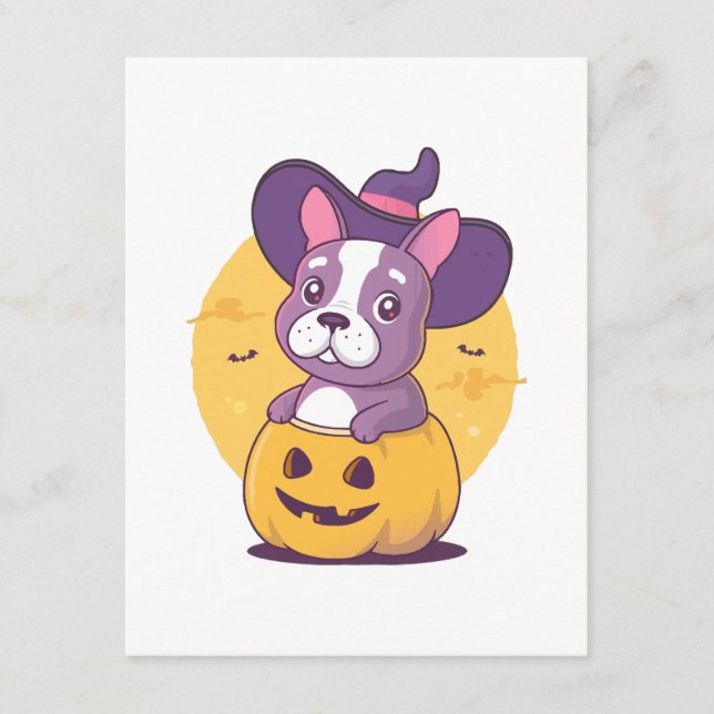 Tarjeta De Recepción Frenchie Halloween (Anverso)