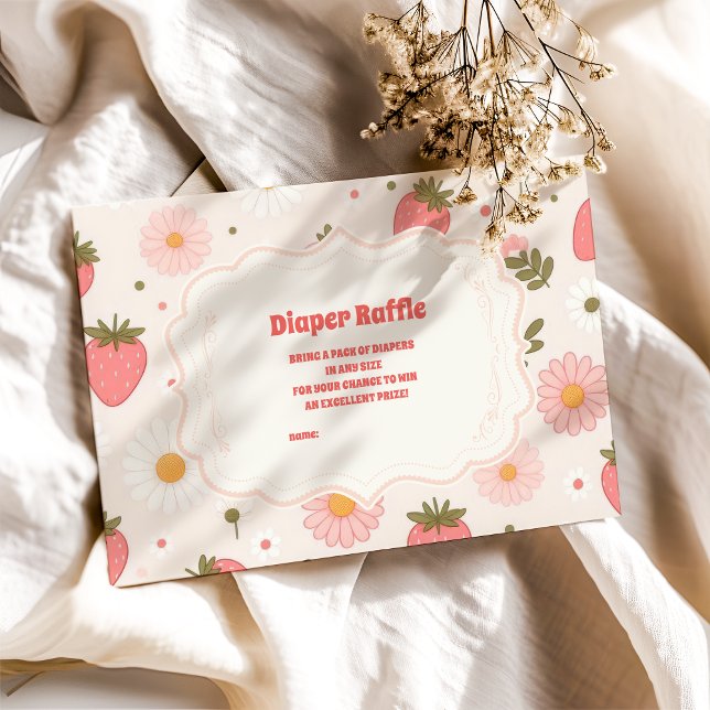 Tarjeta De Recepción Fresa Baby Shower Berry Diapper Raffle (Subido por el creador)