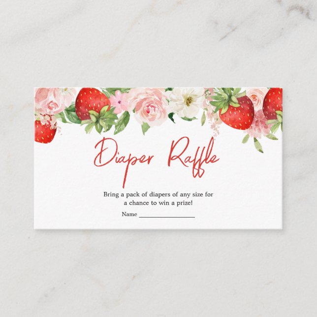 Tarjeta De Recepción Fresa Baby Shower Diaper Raffle (Anverso)