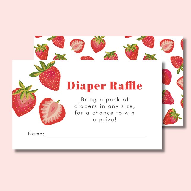 Tarjeta De Recepción Fresa Baby Shower Diaper Raffle (Strawberry Baby Shower Diaper Raffle Enclosure Card)