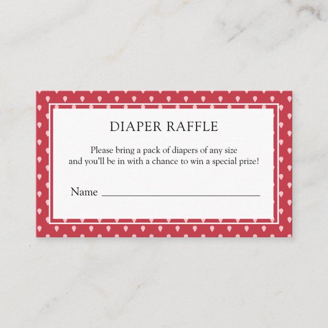 Tarjeta De Recepción Fresa Berry Dulce Diaper Raffle (Anverso)