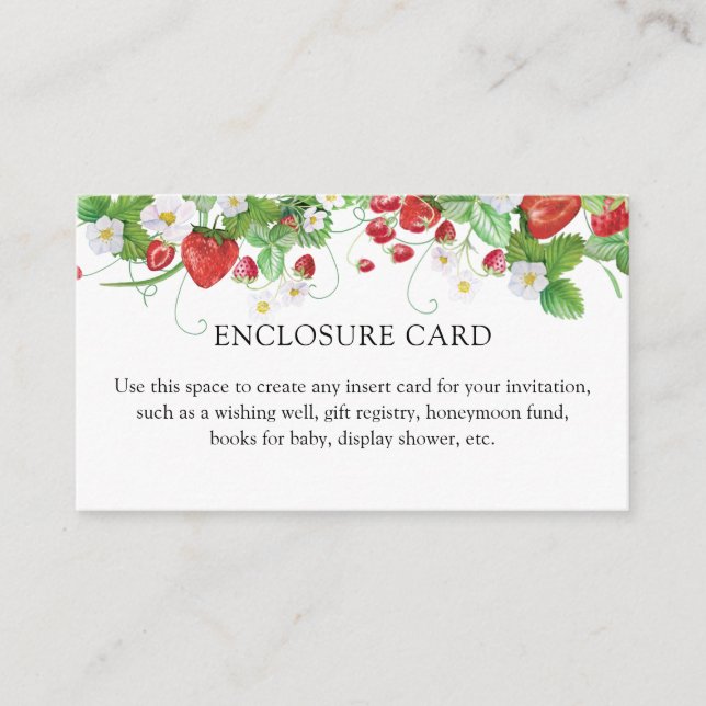 Tarjeta De Recepción Fresa Berry Sweet Baby Shower (Anverso)