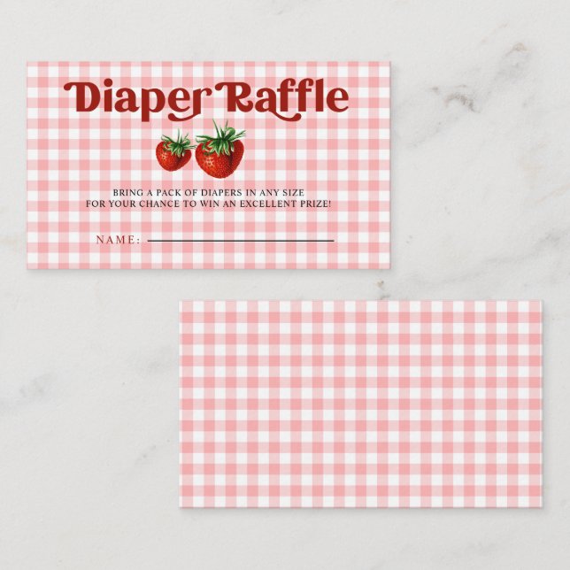 Tarjeta De Recepción Fresa Berry Sweet Baby Shower Diaper Raffle (Anverso / Reverso)