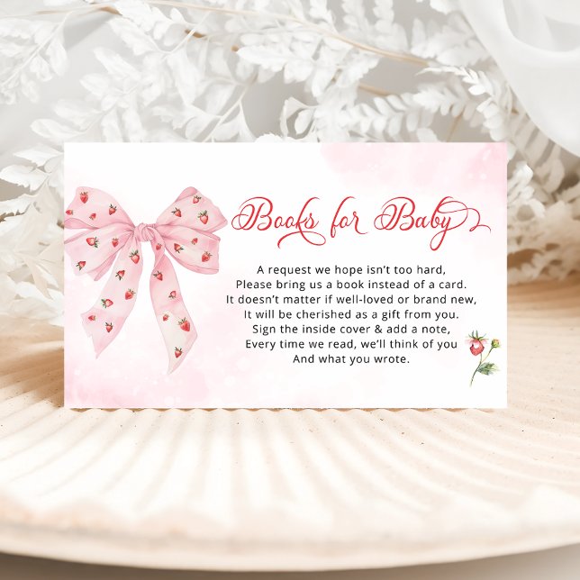 Tarjeta De Recepción Fresa Berry Sweet Pink Bow Books para el bebé (Subido por el creador)