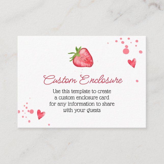 Tarjeta De Recepción Fresa de Acuarela Personalizada Simple (Anverso)