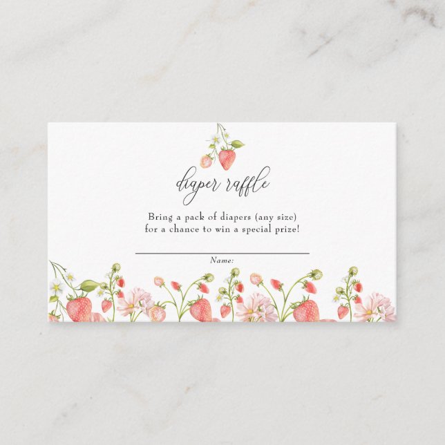 Tarjeta De Recepción Fresa | Diaper de verano Baby Shower Raffle (Anverso)