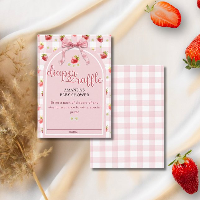 Tarjeta De Recepción Fresa Diaper Raffle Berry Sweet Baby Shower (Subido por el creador)