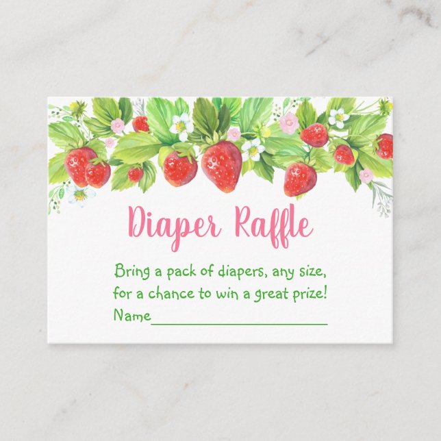 Tarjeta De Recepción Fresa Floral rosa Baby Shower Diaper Raffle (Anverso)