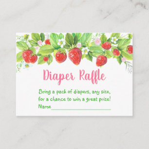 Tarjeta De Recepción Fresa floral rosa Baby Shower Diaper Raffle
