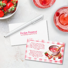 Tarjeta De Recepción Fresa Gingham Receta Solicitud de Ducha Británica