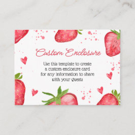 Tarjeta De Recepción Fresa Personalizada en Acuarela