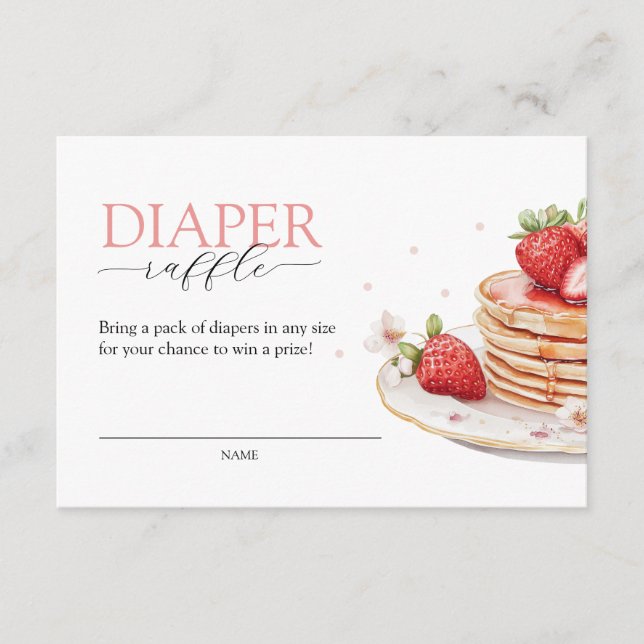 Tarjeta De Recepción Fresa Rosa Bebé Brunch Diaper Raffle (Anverso)