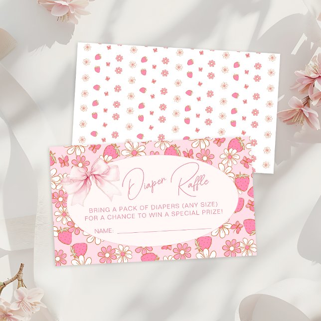 Tarjeta De Recepción Fresa rosa dulce Baby Shower Diaper Raffle (Subido por el creador)