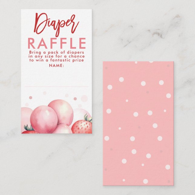 Tarjeta De Recepción Fresas Diaper Raffle Entradas Baby Shower (Anverso / Reverso)