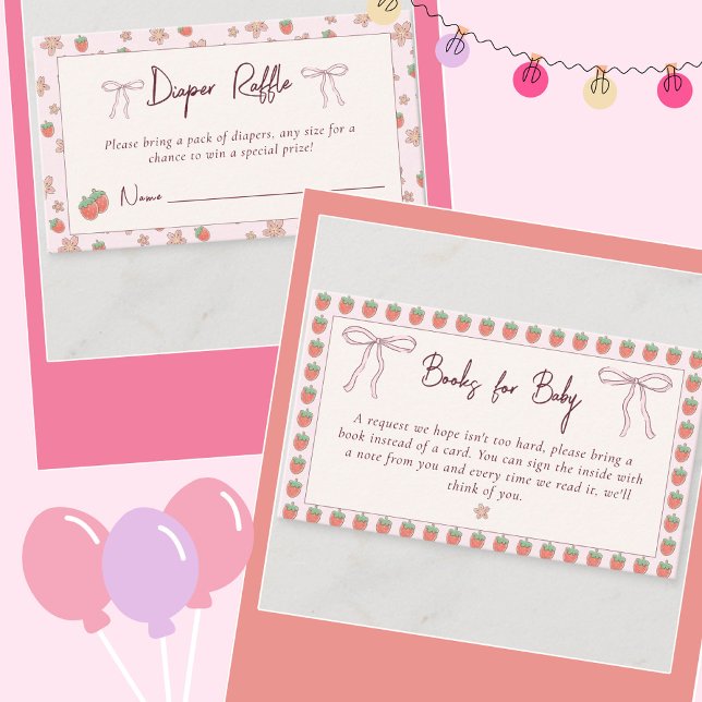 Tarjeta De Recepción Fresas Diaper Raffle Summer Baby Shower (Subido por el creador)