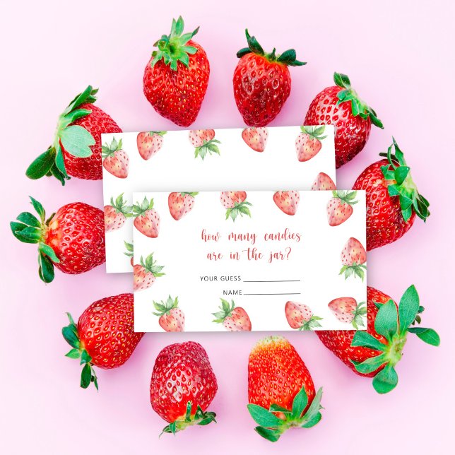 Tarjeta De Recepción Fresas - la ducha de bebé adivina cuántos dulces (Subido por el creador)