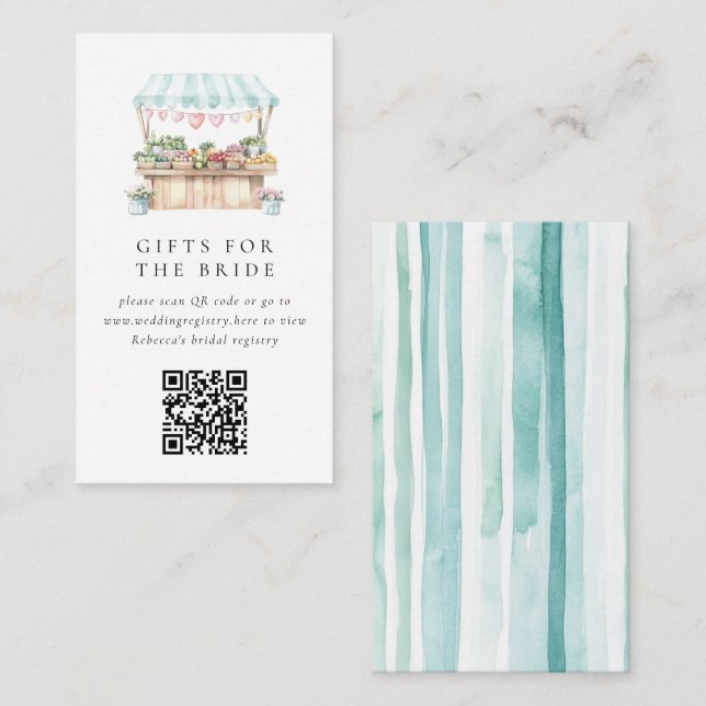 Tarjeta De Recepción Fresco De La Ducha De Novias Del Mercado (Anverso / Reverso)