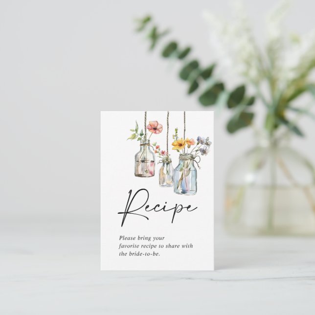 Tarjeta De Recepción Fresco Del Mercado Floral Jar Bridal Ducha (Anverso de pie)