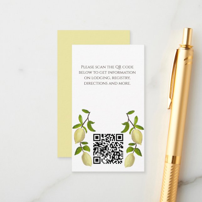 Tarjeta De Recepción Fresh Citrus Painted Lemons Mediterranean (Anverso/Reverso In Situ)