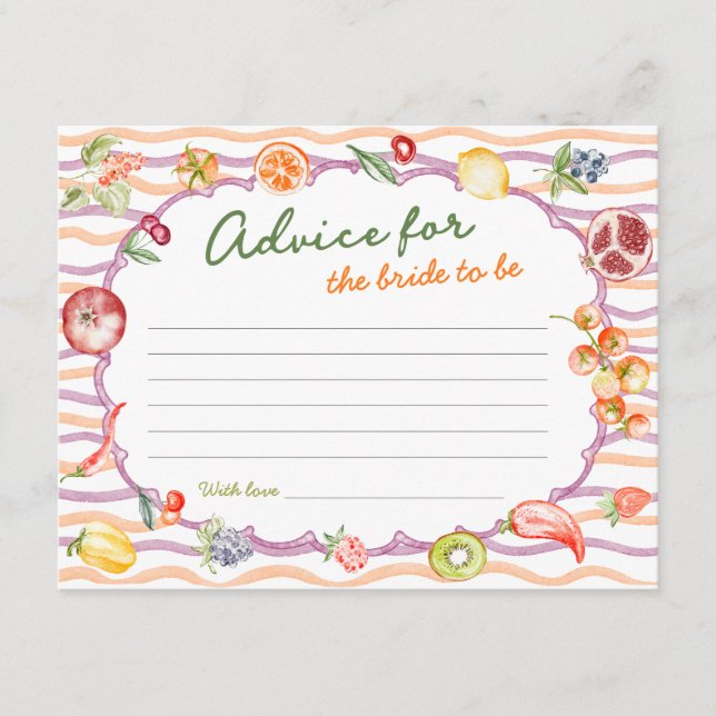 Tarjeta De Recepción Fresh Off The Market Bridal Shower Advice (Anverso)